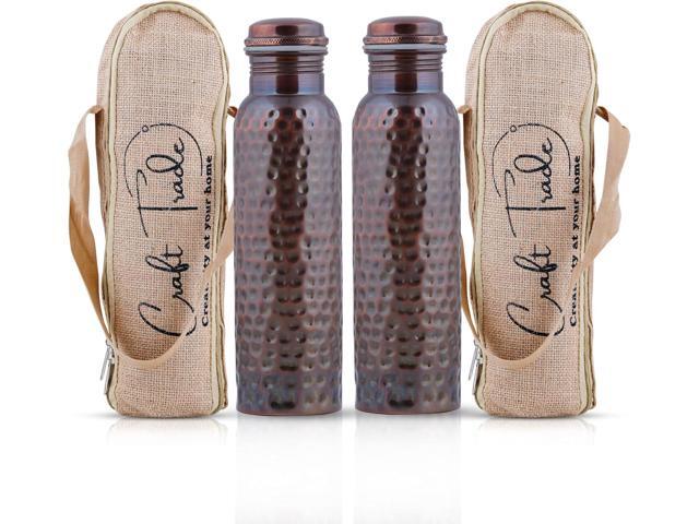 Craft Trade Pure Copper Bottle with Lid and Carry Bag for Drinking Water BPA Free Leak Proof Boosts Immunity, Supports Digestive & Liver Health,...