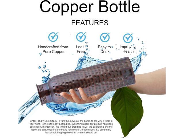 Craft Trade Pure Copper Bottle with Lid and Carry Bag for Drinking Water BPA Free Leak Proof Boosts Immunity, Supports Digestive & Liver Health,...