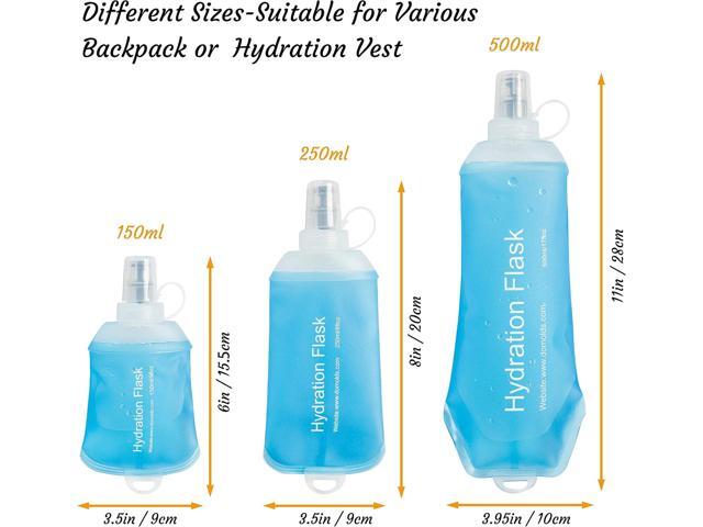 J. CARP 2Pcs 150ml Soft Flask Running Water Bottles, TPU Foldable Running Hydration Flask for Hydration Pack Cycling Hiking Climbing Outdoors Motorbike