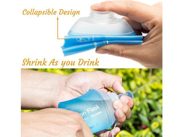 J. CARP 2Pcs 150ml Soft Flask Running Water Bottles, TPU Foldable Running Hydration Flask for Hydration Pack Cycling Hiking Climbing Outdoors Motorbike