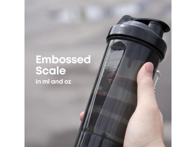 Smartshake Slim 4-Pack Protein Shaker Bottle 400 ml 13.5 oz Storage Included - Leakproof Screw-on Lid - BPA Free Unisex - Black, White, Stormy...