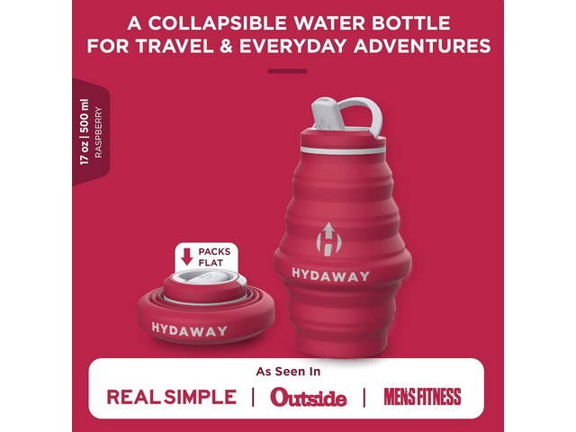 HYDAWAY 17oz Collapsible Water Bottle - BPA-Free, Leakproof, Lightweight, and Space-Saving - Perfect for Travel, Hiking, and Everyday Hydration