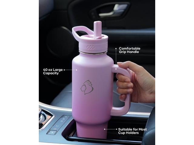 BUZIO 40 oz Water Bottle Fits in Cup Holder, Insulated Tumbler with Handle, Water Flask with Lid for Cold Hot, Sweat-Proof Wide Mouth Travel Mug...