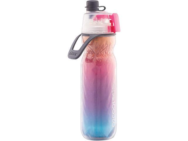 O2COOL Arctic Squeeze Insulated Mist 'N Sip Water Bottle 2 Pack- 20 oz BPA Free, 2-in-1 Mist and Sip Function w/No Leak Pull Top Spout (Ras...