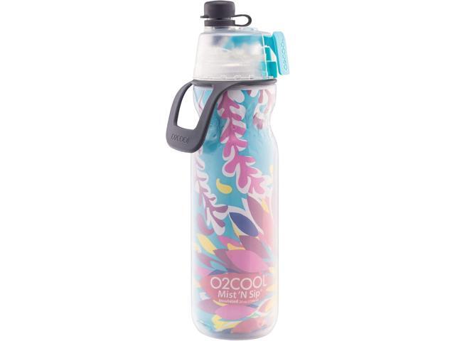 O2COOL Arctic Squeeze Insulated Mist 'N Sip Water Bottle 2 Pack- 20 oz BPA Free, 2-in-1 Mist and Sip Function w/No Leak Pull Top Spout (Ras...