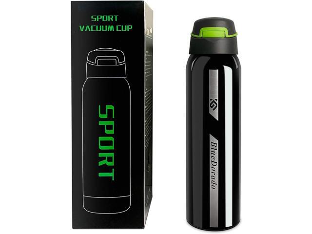 Stainless Steel Cycling Mug, Insulated Bike Water Bottle with Straw Lid & Flex Cap, BPA-Free, 18 Oz