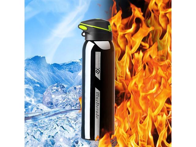 Stainless Steel Cycling Mug, Insulated Bike Water Bottle with Straw Lid & Flex Cap, BPA-Free, 18 Oz