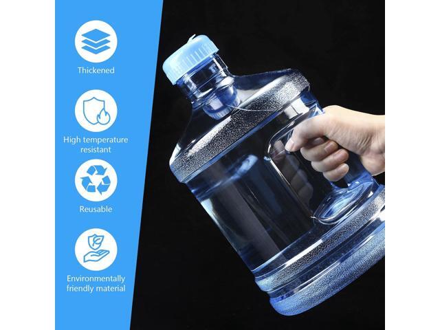 Hoolerry 2 Pieces Water Bottle 1 Gallon Round Plastic Water Jug with Handle Reusable Leak Proof Bottle for Gym Sports Office Daily Cold Liquids...