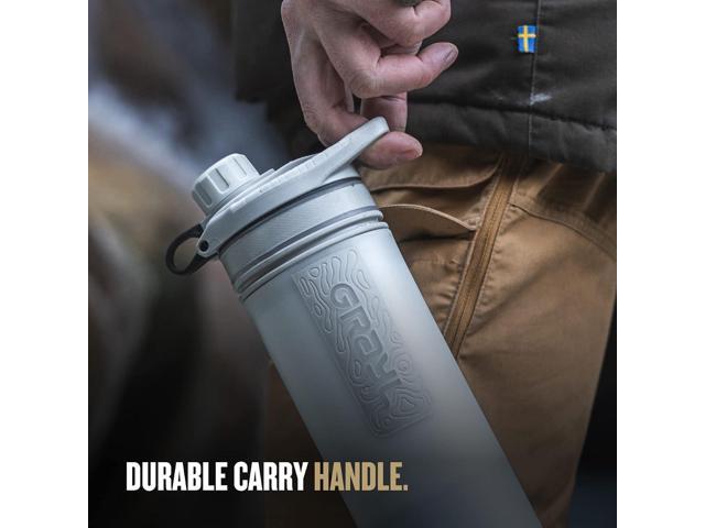 GRAYL GeoPress 24 oz Water Purifier Bottle - Filter for Hiking, Camping, Survival, Travel (Peak White)