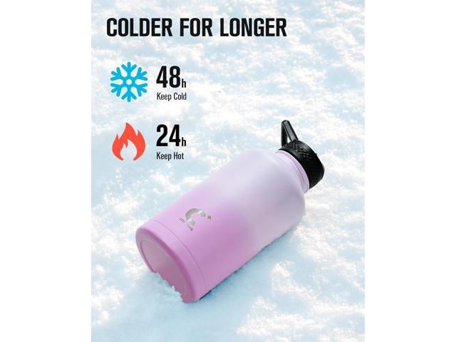 Half Gallon Water Bottle With Straw Lid, Coolplus 64 oz Insulated Stainless Steel Water Jug Metal Double-Walled Vacuum Large Flask With Carry...