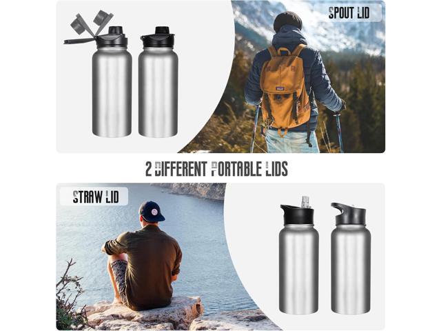 32 Oz Stainless Steel Insulated Water Bottle (4 pk), Leak Proof, Wide Mouth Lids, Double Walled Vacuum, BPA Free, Sport Bottles for Gym, Travel,...