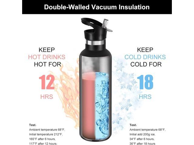 Neihepal 24oz Insulated Water Bottles Bulk 2 Pack,Stainless Steel Double Wall Sport Bottle with Straw Lid,Metal Reusable Thermoses Cup with Hand...