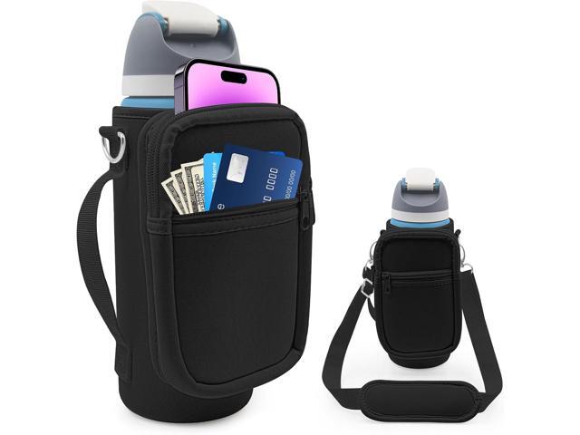 for Owala FreeSip Insulated Stainless Steel Water Bottle Cup Holder Cover Carrier Sling Bag with Strap, Pouch Pocket for Phone/Accessories, add.