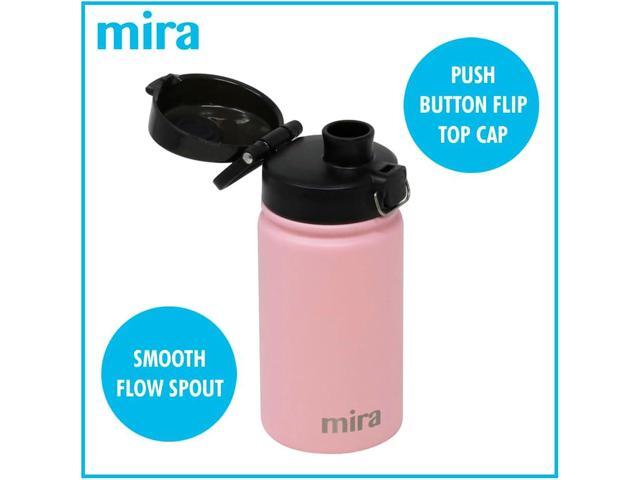 MIRA 12 oz Water Bottle with Spout Lid Small Portable Vacuum Insulated Stainless Steel Thermo Flask for Travel, Hiking, Gym - Rose Pink