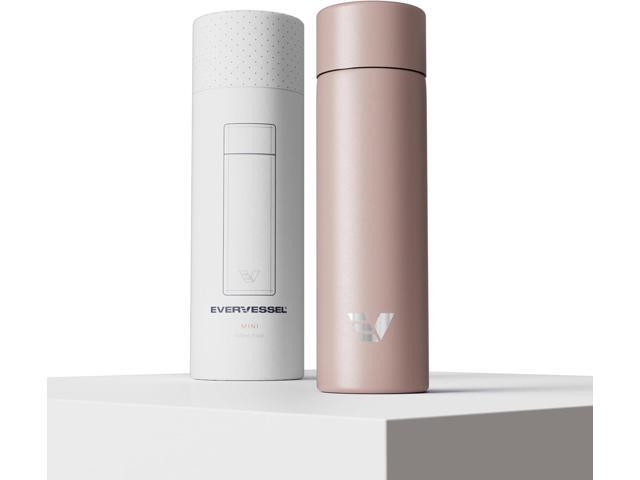 Mini Stainless Steel Water Bottle 14oz - Non-insulated Designed for Bags Slim, Ultra Lightweight & Stylish Rose Pink