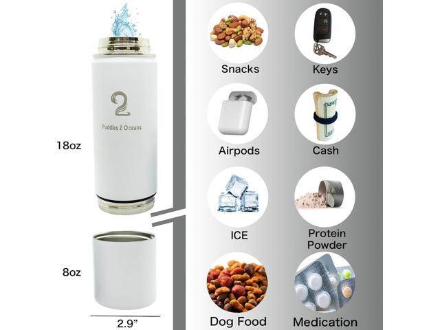 Insulated Water Bottle & Snack Container - Stainless Steel Water Bottle with Storage Compartment, 3 Lid Types BPA Free, Leak & Spill Proof Travel...