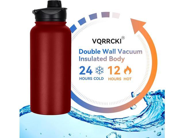 32 oz Insulated Water Bottle Bulk 4 Pack, Stainless Steel Sports Water Bottles with Straw Lid & Wide Mouth Lids, Double Walled Vacuum, Leak Proof, Red