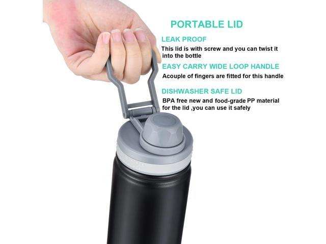 Insulated Water Bottle,Stainless Steel Vacuum Insulated Water Bottle, Double-Wall Sport Bottle with Leak Proof Spout and Handle Lid,Black,25oz