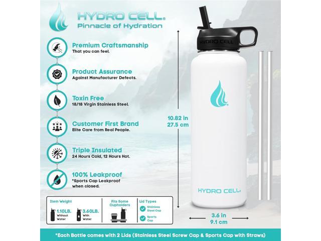 HYDRO CELL Stainless Steel Insulated Water Bottle with Straw - For Cold & Hot Drinks - Metal Vacuum Flask with Screw Cap and Modern Leakproof Sport...