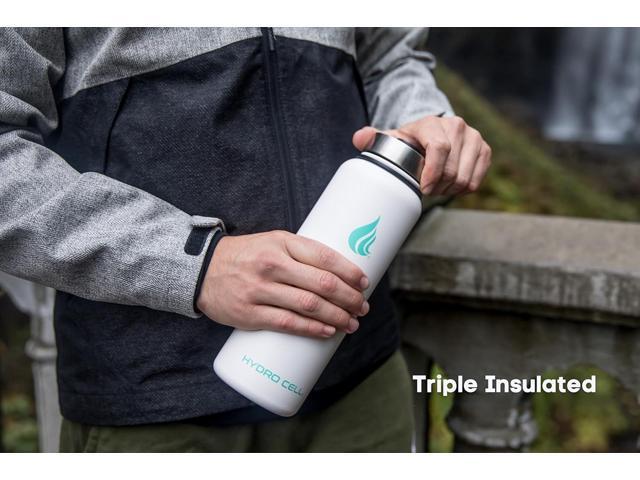 HYDRO CELL Stainless Steel Insulated Water Bottle with Straw - For Cold & Hot Drinks - Metal Vacuum Flask with Screw Cap and Modern Leakproof Sport...