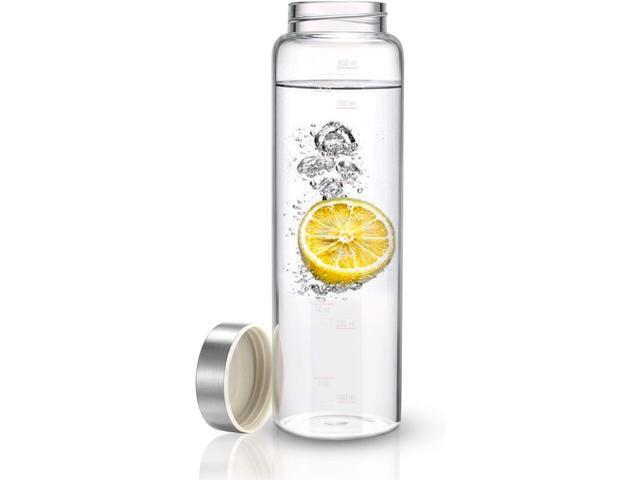 Sursip 32 oz Glass Water Bottle - Nylon Bottle Protection Sleeves, Stainless steel Lid, And 1L Time Marked Measurements, Reusable, Eco-Friendly,...
