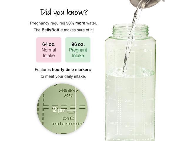 Pregnancy Water Bottle Tracker Must Haves for Expecting Moms Nausea Relief + Straw + BPA Free Green