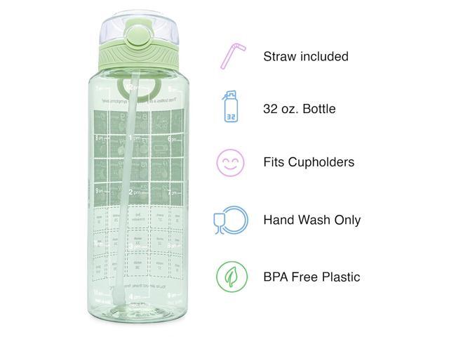 Pregnancy Water Bottle Tracker Must Haves for Expecting Moms Nausea Relief + Straw + BPA Free Green