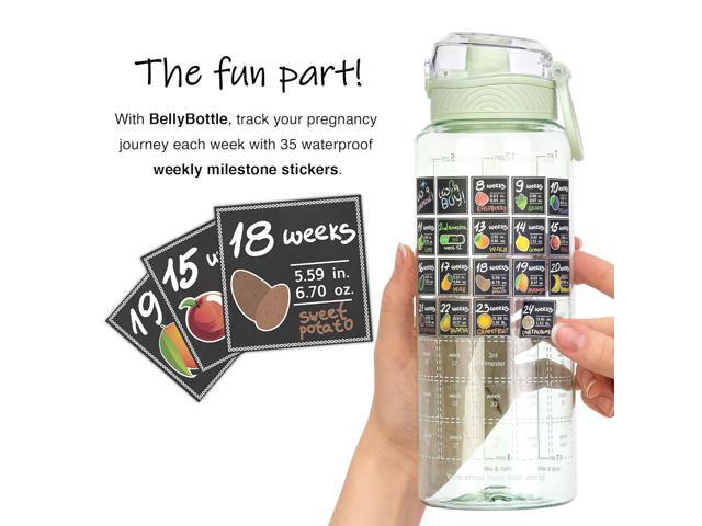 Pregnancy Water Bottle Tracker Must Haves for Expecting Moms Nausea Relief + Straw + BPA Free Green