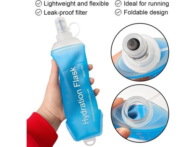 WILDREEDS 500ml Soft Flask, TPU Collapsible Soft Water Bottle for Hydration Pack, Running Vest, Folding Water Bottle for Hiking Cycling...