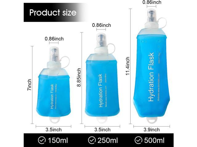 WILDREEDS 500ml Soft Flask, TPU Collapsible Soft Water Bottle for Hydration Pack, Running Vest, Folding Water Bottle for Hiking Cycling...