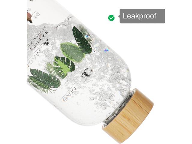 Glass Water Bottle 64 Oz with Time Markers, Wide Mouth Bamboo Lid, Neoprene Sleeve, Bpa Free, Leakproof, Reusable