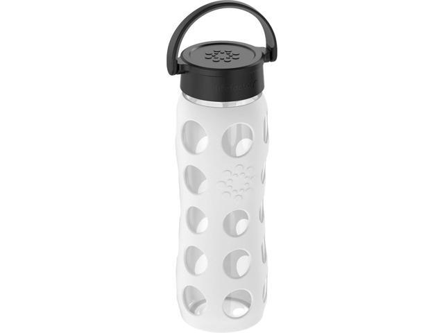 Lifefactory 22-Ounce BPA-Free Glass Water Bottle with Classic Cap and Protective Silicone Sleeve, White