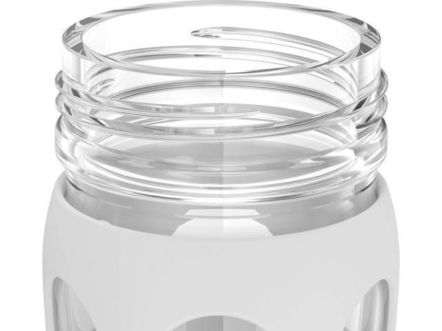 Lifefactory 16-Ounce BPA-Free Glass Water Bottle with Classic Cap and Protective Silicone Sleeve, Optic White