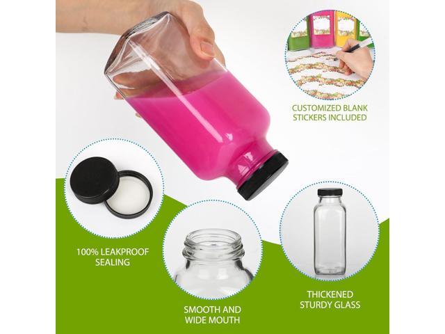 Alotpower 12 oz Glass Juice Bottles with Lids 12Pack, 360ml Square Reusable Drinking Bottles for Juicing, Water, Kombucha Juices, Milk, Beverages...
