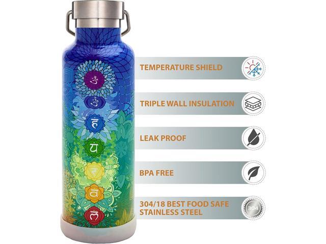 25oz Insulated Water Bottle with Straw, Bonus Lids and Leak Proof Flask to Keep Liquids Hot or Cold- Triple Wall Vacuum Water Bottle Insulated,...
