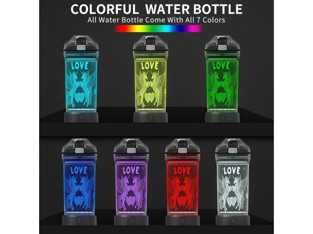 Lightzz Kids Water Bottle with 3D Glowing Unicorn LED Light - Tritan BPA Free - Creative Ideal Travel Cup Fairy Gift for Back to School Girl Child...