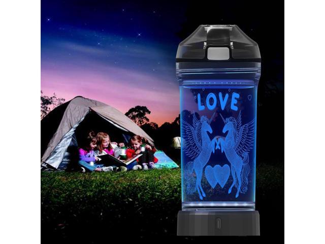 Lightzz Kids Water Bottle with 3D Glowing Unicorn LED Light - Tritan BPA Free - Creative Ideal Travel Cup Fairy Gift for Back to School Girl Child...