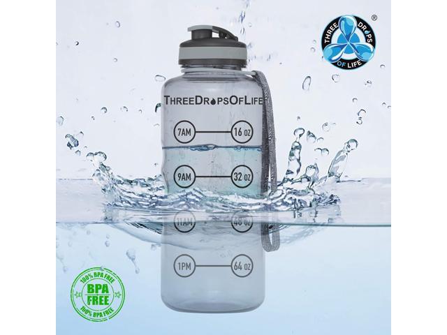 64oz Tritan Plastic Water Bottle, Large, Smoke Gray, High Capacity Hydration Tracker, BPA Free, Reusable, Best for Indoor, Outdoor, Sports Use
