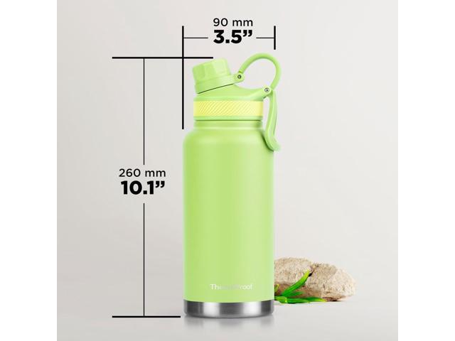 ThermoProof Double-Walled Vacuum Insulated Stainless Steel Water Bottle - Wide Mouth, Spout & Straw Lids, Dishwasher Safe, Reusable, Leakproof, Hot...
