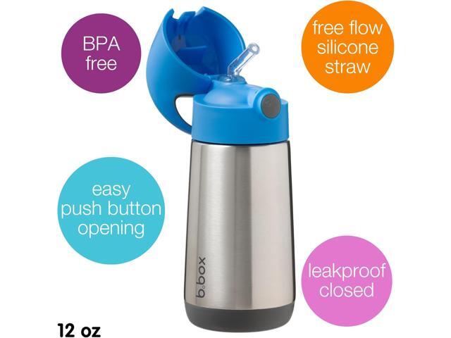 b. box 12 oz Insulated Water Bottle - Keeps Drinks Cold 8 Hours, Warm 6 Hours, Triple Wall Stainless Steel Kids Water Bottle w/Free Flow Silicone...
