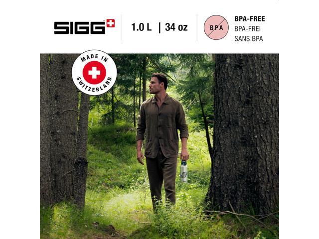 SIGG - Aluminum Water Bottle - WMB Pathfinder Aluminium - Climate Neutral Certified - Leakproof - Lightweight - BPA Free - Black - 34 Oz