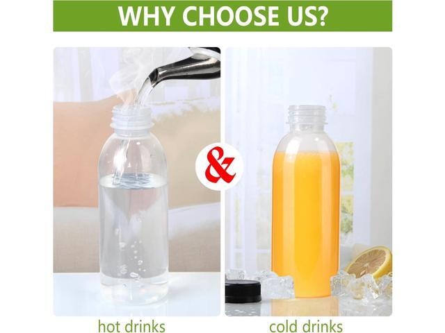 12 Pack 15oz(450ml) PP Heat-Resistant Plastic Juice Bottles With Caps-Plastic Smoothie Bottles-Reusable Bulk Beverage Containers with Lids For...