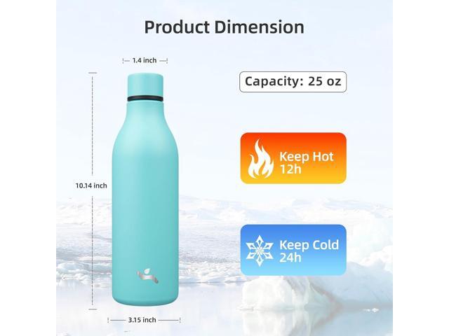 Insulated Water Bottle with Strap,25 oz Double Wall Stainless Steel Vacuum Bottles Metal Water Flask,Turquoise
