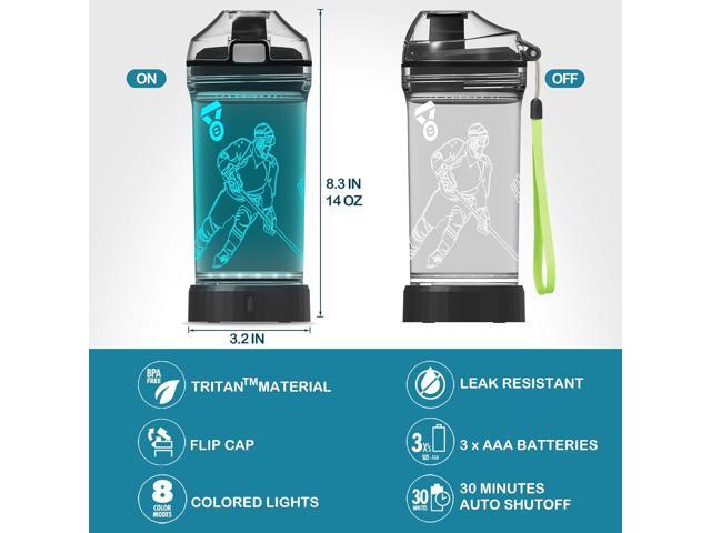 YuanDian Hockey Gifts for Boys, Light Up Water Bottle - 14 OZ Tritan BPA Free Eco-Friendly - Cool LED Sport Cups Gift for Hockey Player School Kids...