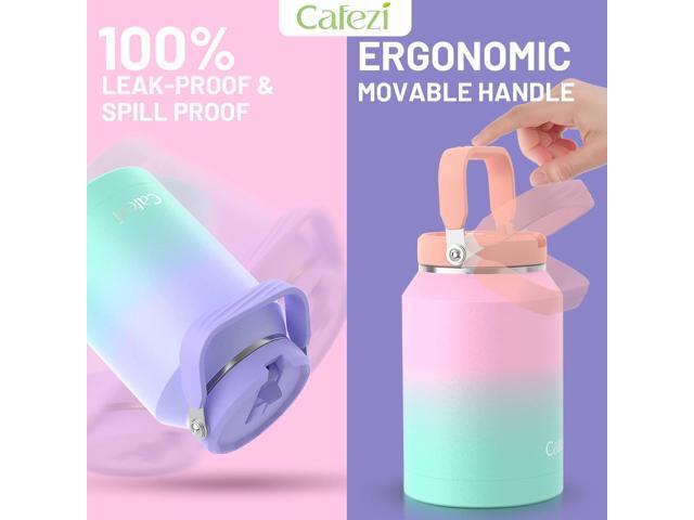 64 oz Insulated Water Bottle, Stainless Steel Water Bottles with Flip Straw and Top Handle, Leak Proof, No Sweat, Iced for 34 Hours, Vacuum...