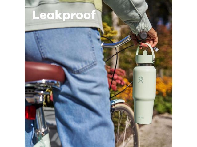 Hydro Flask Travel Water Bottle - Insulated Stainless Steel - Wide Straw Lid, Non Spill, Leakproof in 32 Oz Birch Gray
