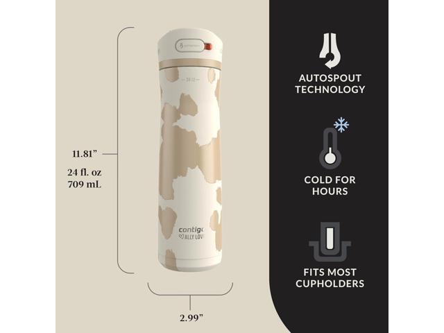 Contigo x Ally Love Jackson Chill 2.0, Stainless Steel, Spill Proof Water Bottle with AutoPop Lid, BPA Free, 24oz, Oatmilk