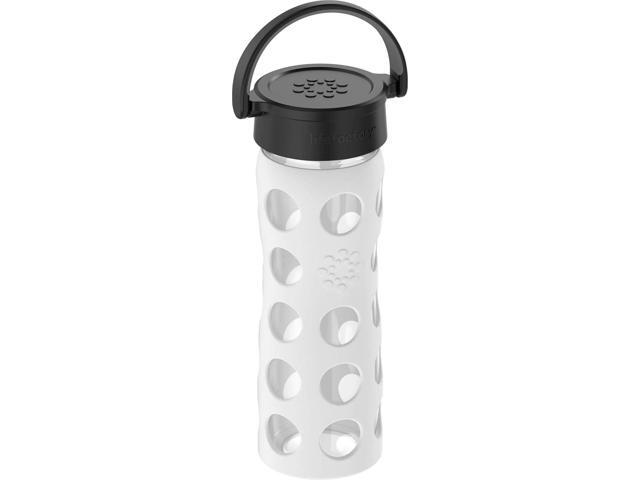 Lifefactory 16-Ounce BPA-Free Glass Water Bottle with Classic Cap and Protective Silicone Sleeve, Optic White