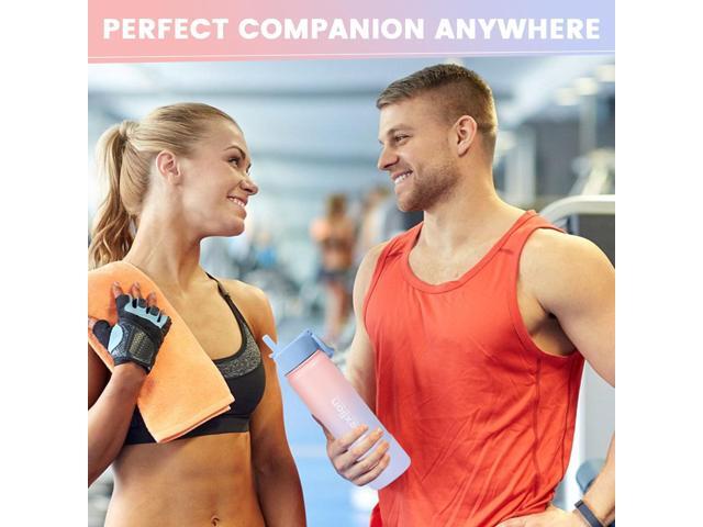 Lexlion Sport Water Bottle 22 Oz - 2 Lids (Straw lid with 2 straws) Leakproof- Triple Walled Insulated Stainless Steel, Gym Outdoor Sport Home...