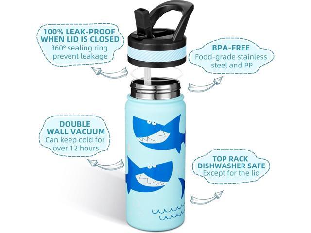 Fanhaw 18 Oz Kids Insulated Water Bottle with Straw - Stainless Steel Double Wall Vacuum Cup, Leakproof, BPA Free, Suitable for Boys and Girls(Pale...